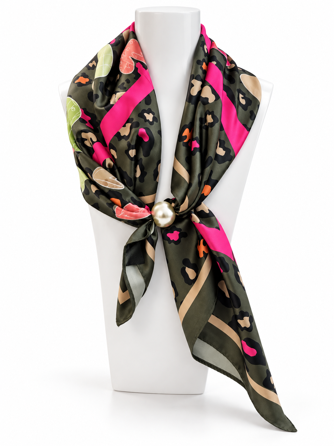 Julie Scarf – Khaki & Pink