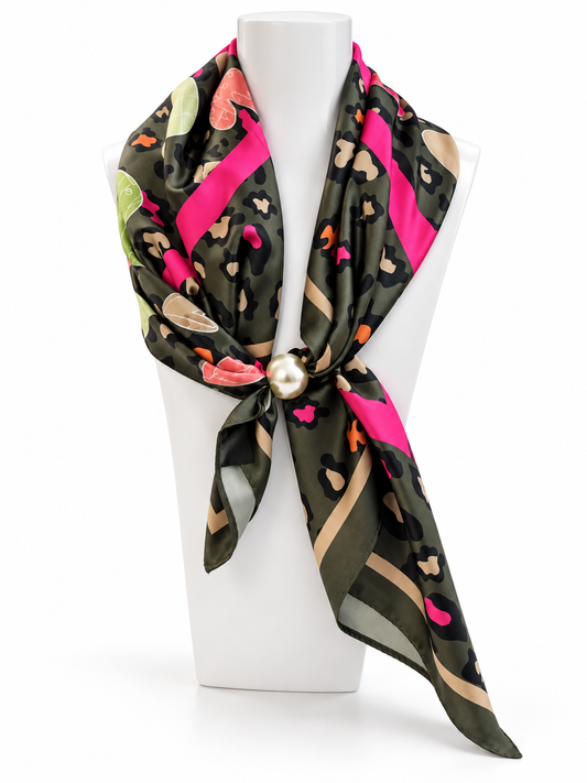 Julie Scarf – Khaki & Pink