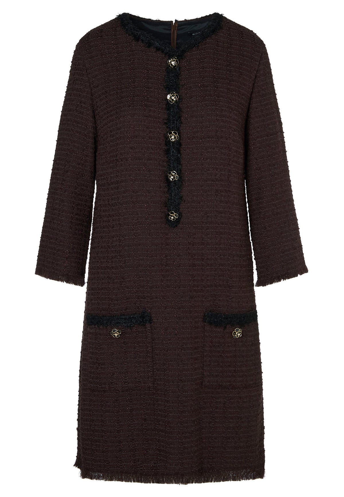 Ana Alcazar 042052 Bouclé dress with 3/4 sleeves and rhinestones