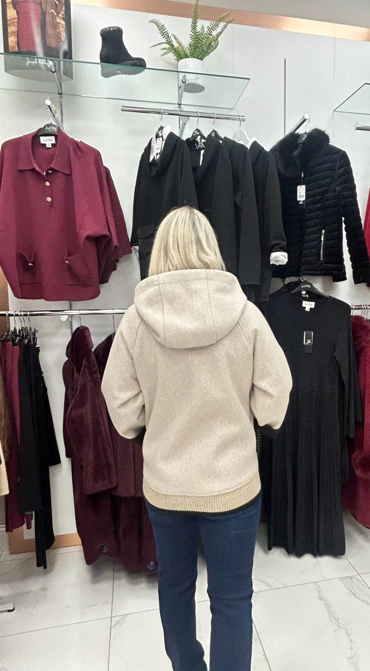 ZIA SHORT OVERALL WITH TWO-TONE DRAWN HOOD