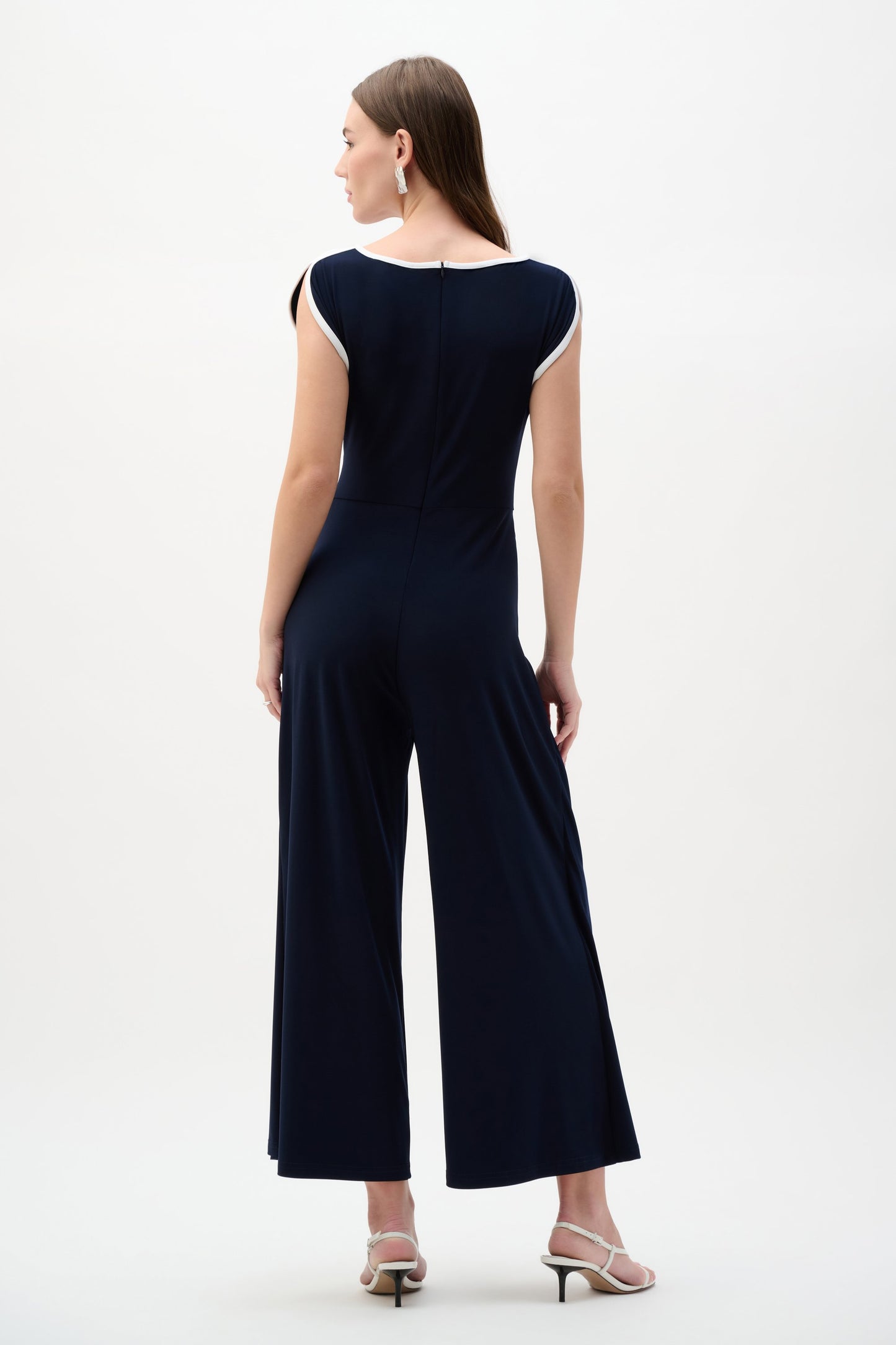 JOSEPH RIBKOFF 262092 Silky Knit Culotte Jumpsuit With Draped Bodice