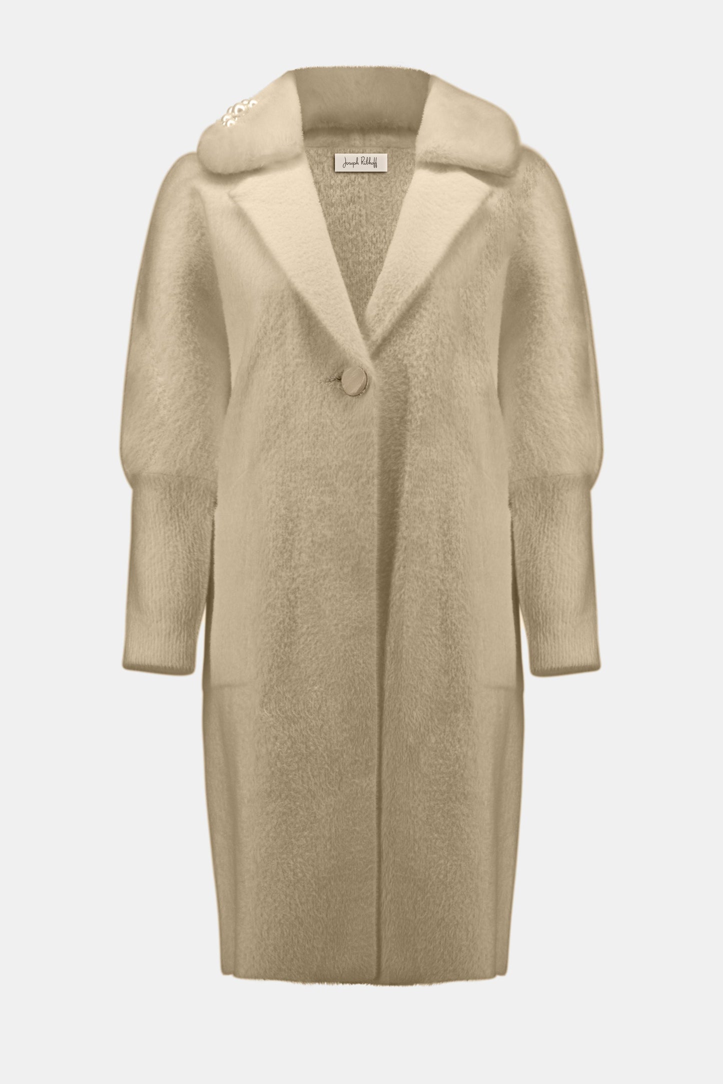 JOESPH RIBKOFF Feather Yarn and Faux Fur Sweater Coat