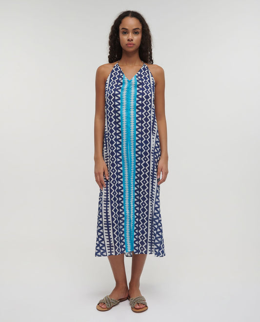 Ble 0088 blue holiday midi dress