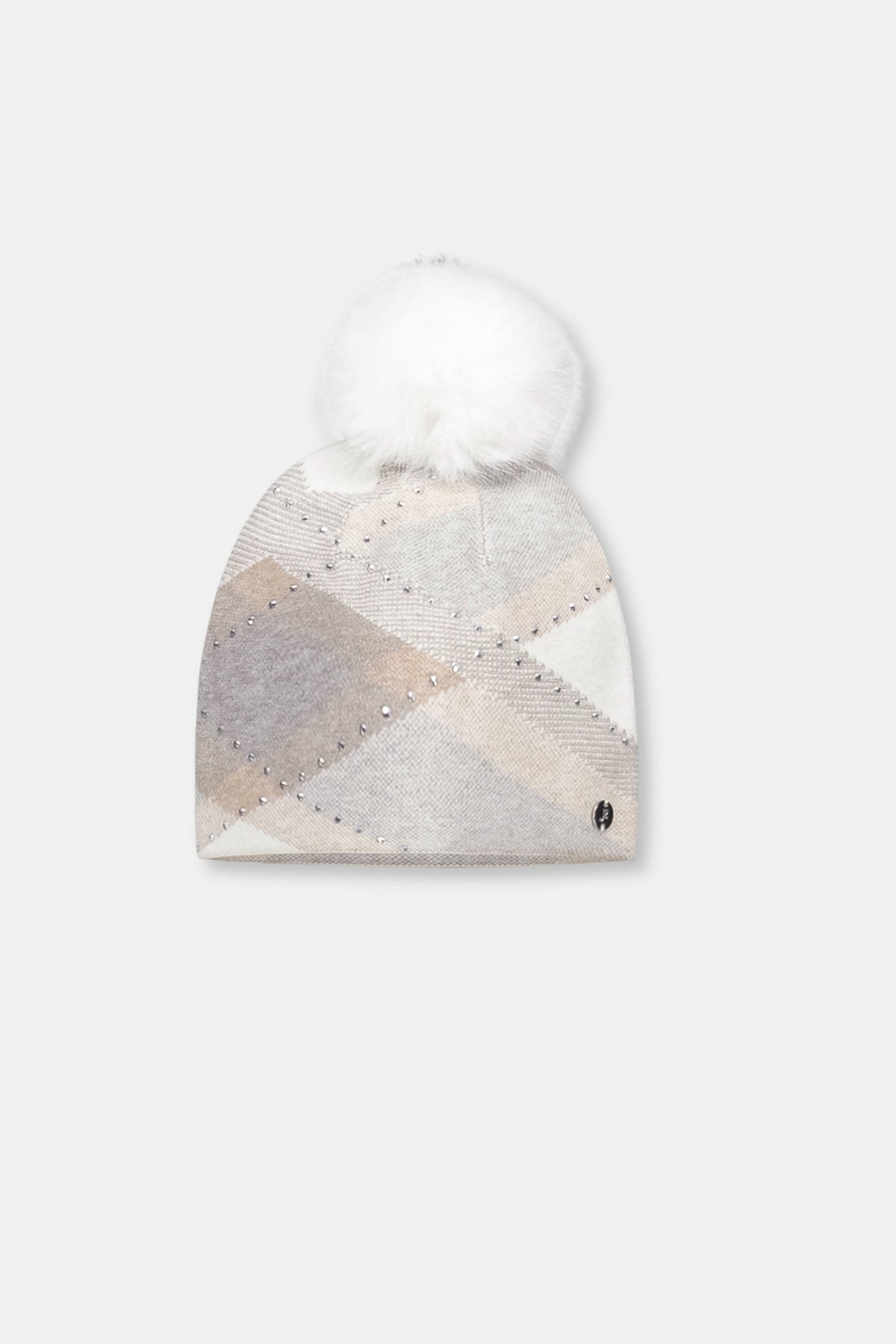JOSEPH RIBKOFF 263980 Argyle Rhinestone Pompom Hat