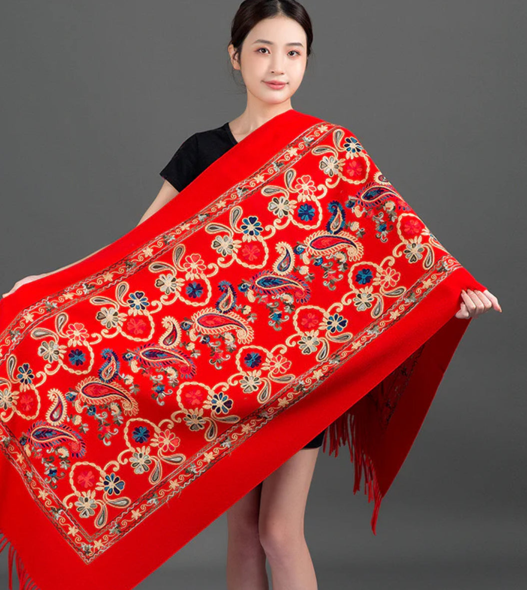 Doctor Bear Luxury cashmere feel scarf in red