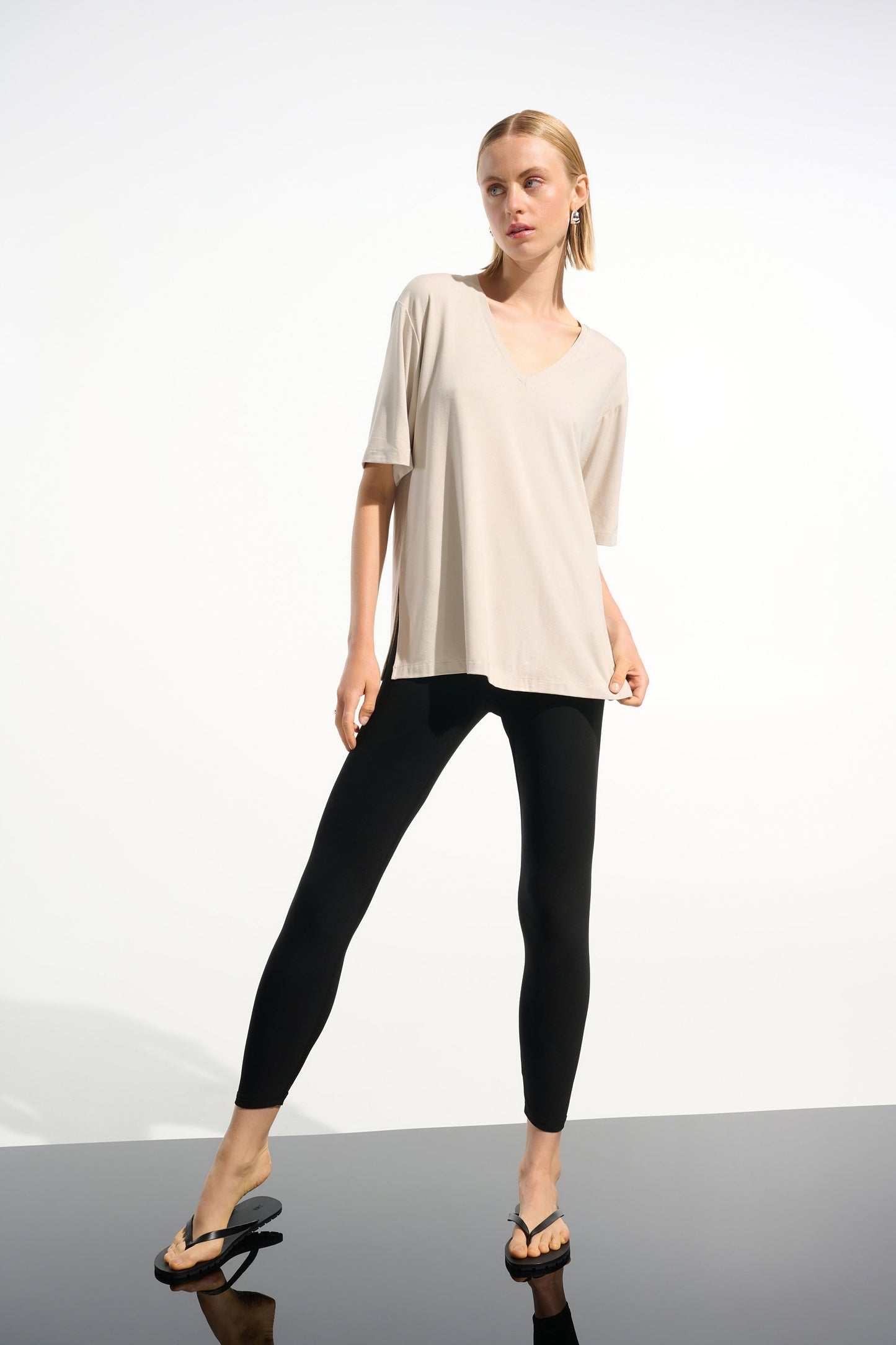 JOSEPH RIBKOFF 261600 Jersey Boxy Tunic With V-neckline in moonstone