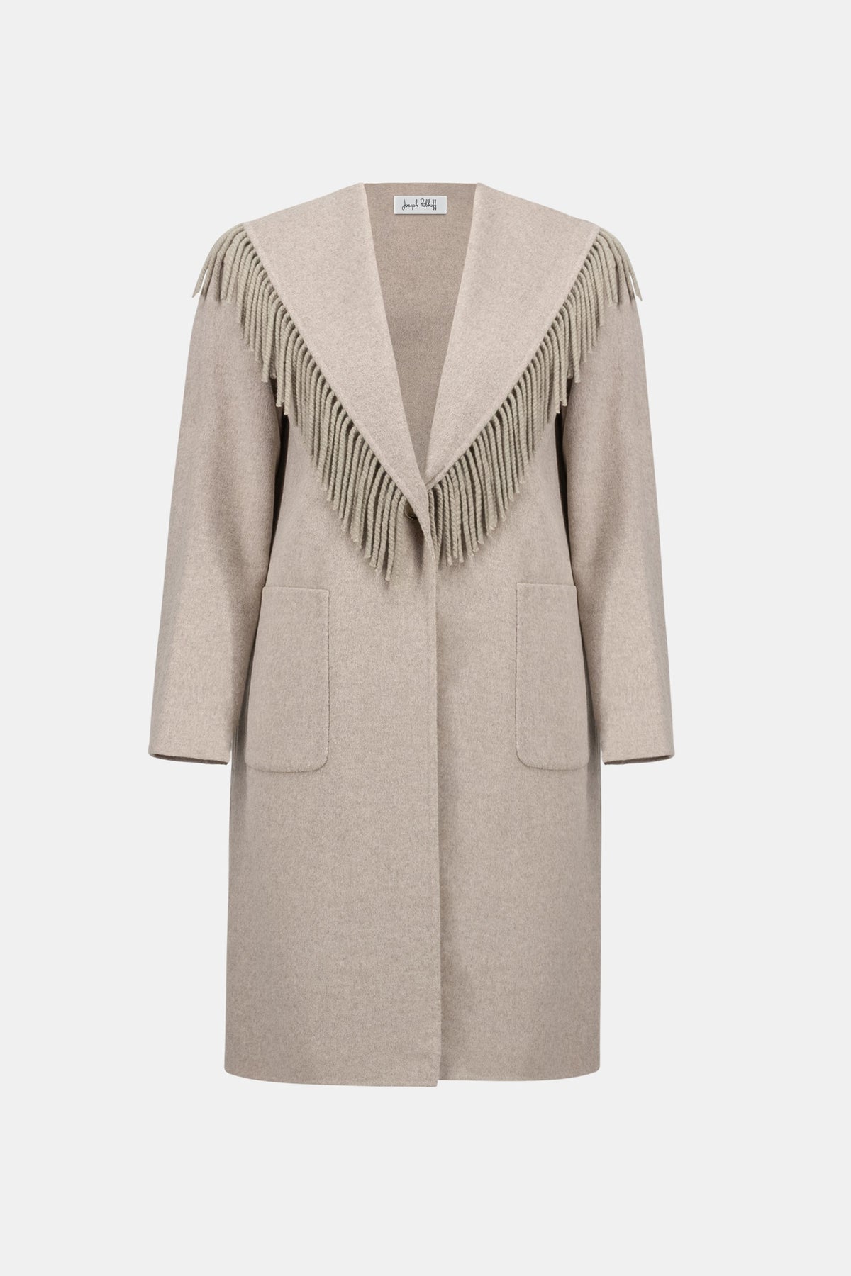 JOSEPH RIBKOFF 263912 Wool Blend Fringed Coat