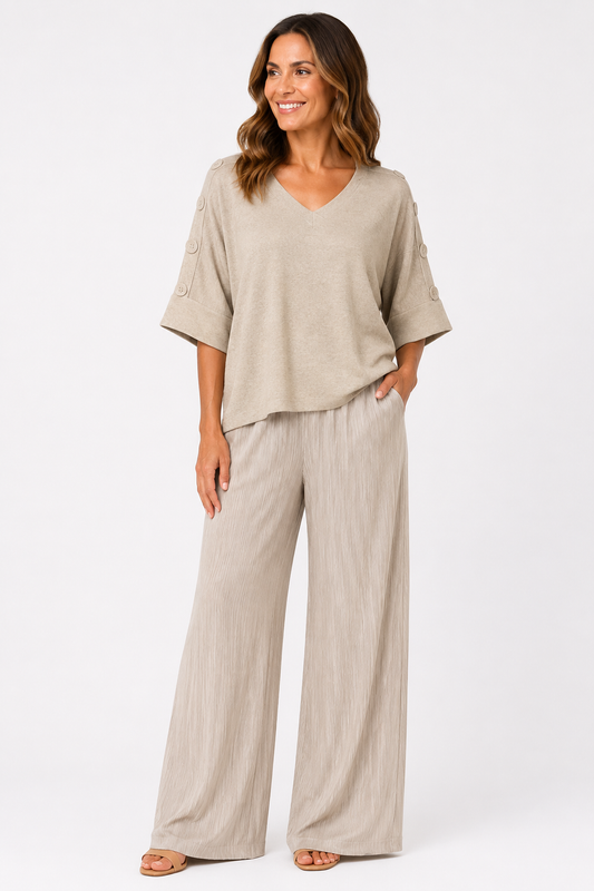 Stone Textured Wide Leg Trousers