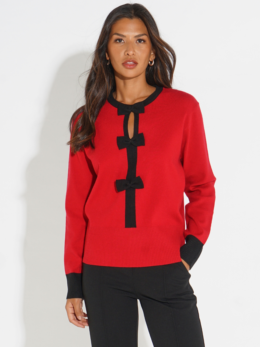 KATE & PIPPA ASPEN BOW KNIT IN RED