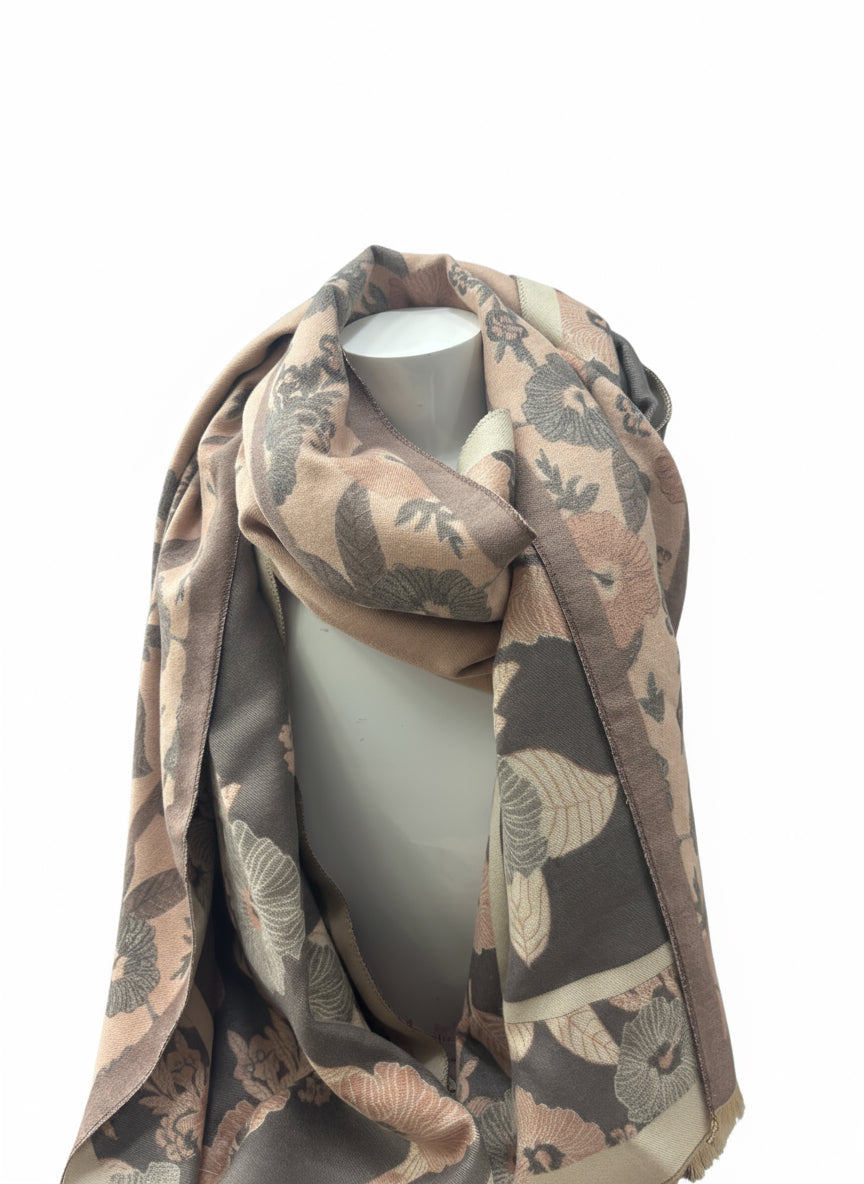 Doctor Bear luxury cashmere feel scarf in blush/grey