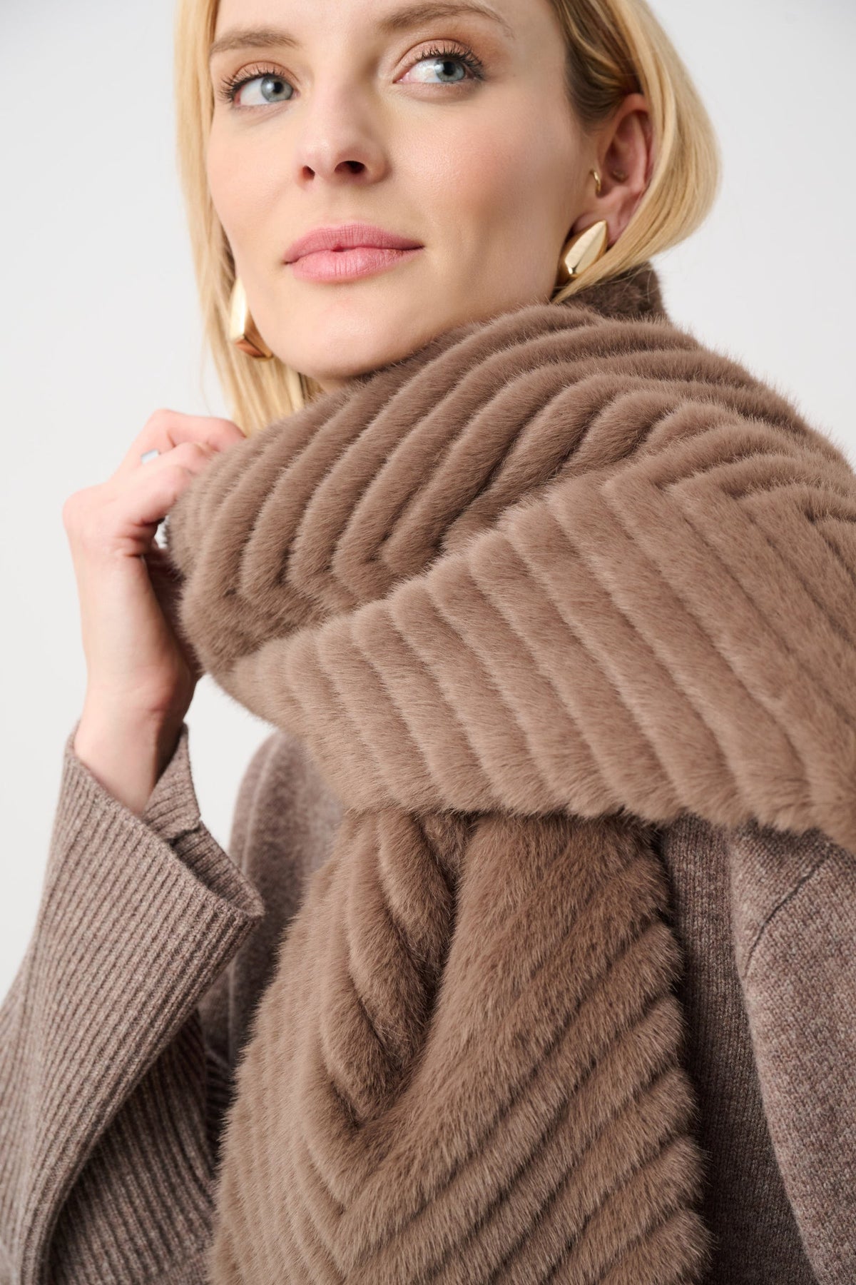 JOSEPH RIBKOFF 263975 Chevron Faux Fur Scarf