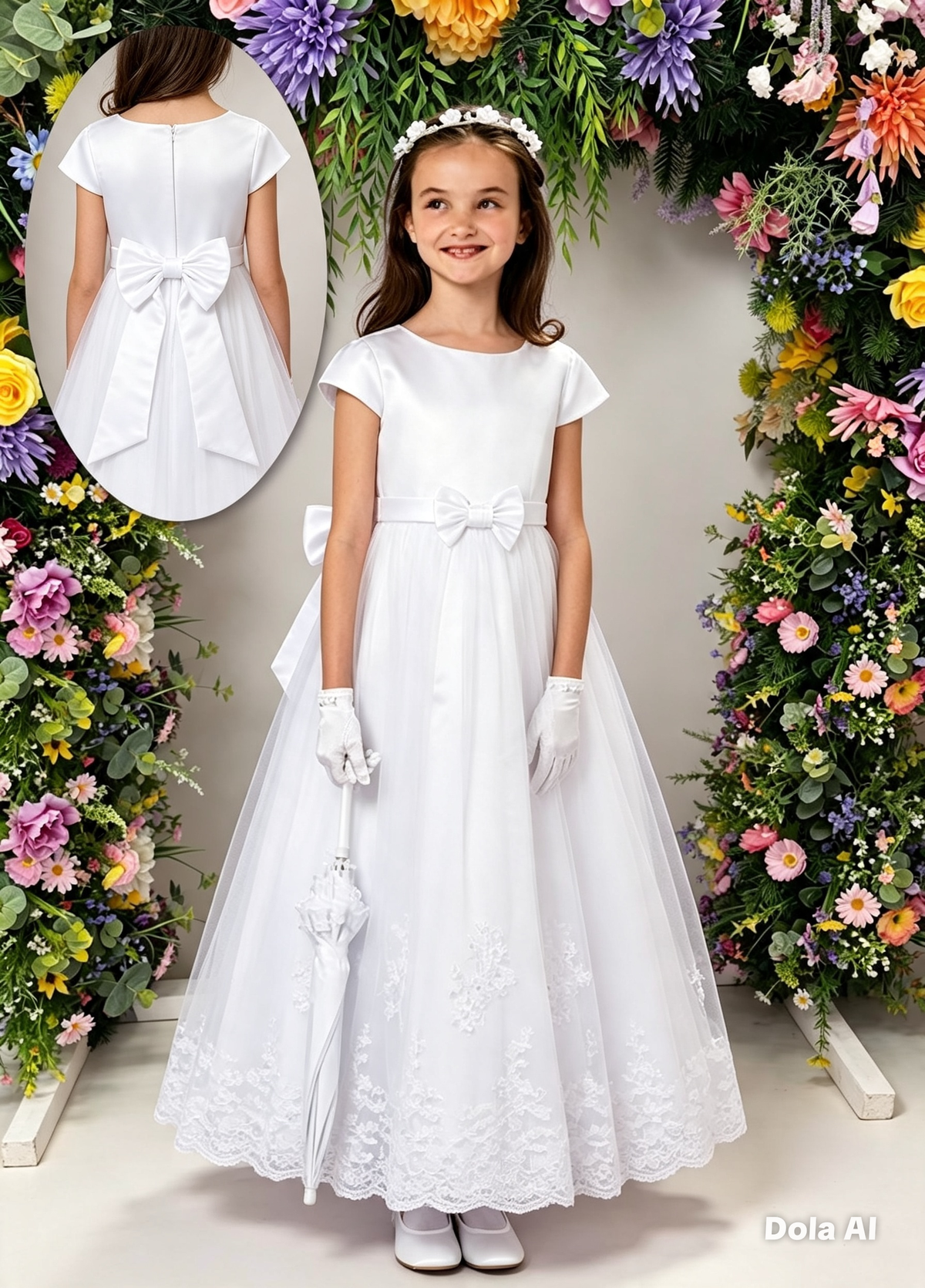 White Embroidered Holy Communion Dress - Kitty P158 by Peridot