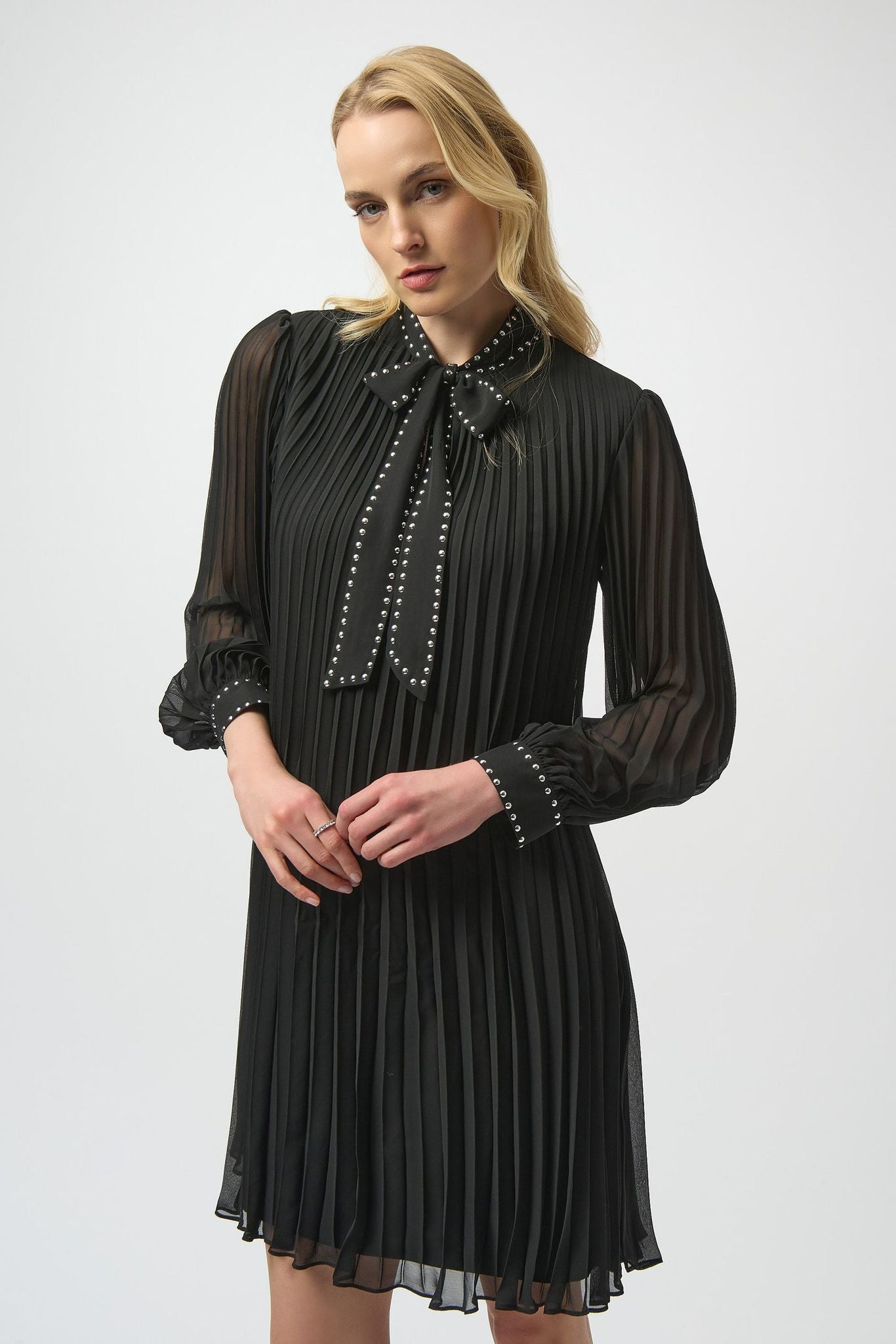 JOESPH RIBKOFF pleated chiffon A-Line black dress 254902
