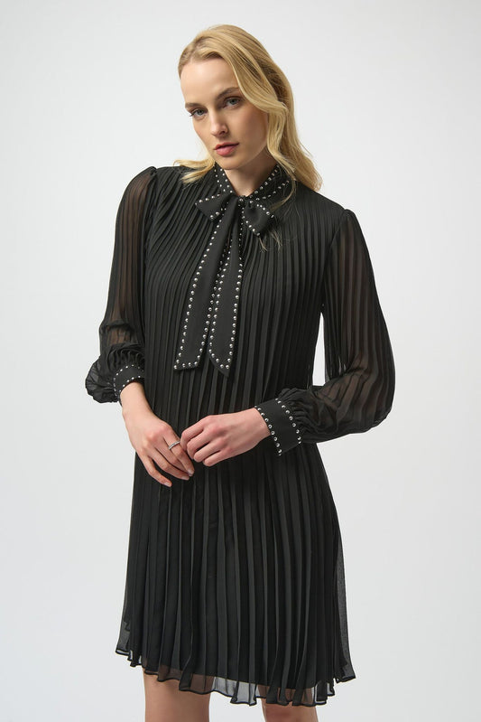 JOESPH RIBKOFF pleated chiffon A-Line black dress 254902