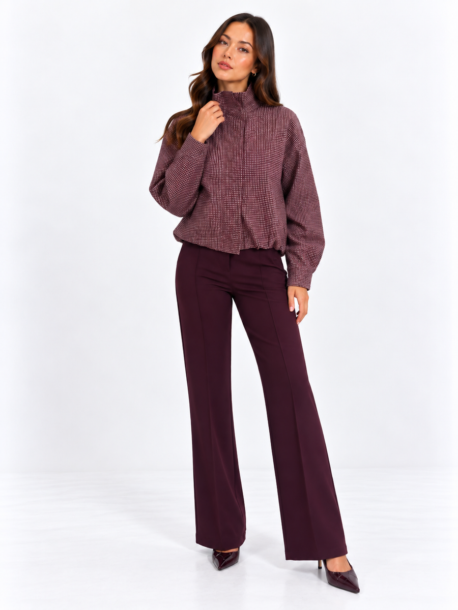 LIL JEN FUNNEL NECK COTSWOLDS JACKET IN MULBERRY CHECK
