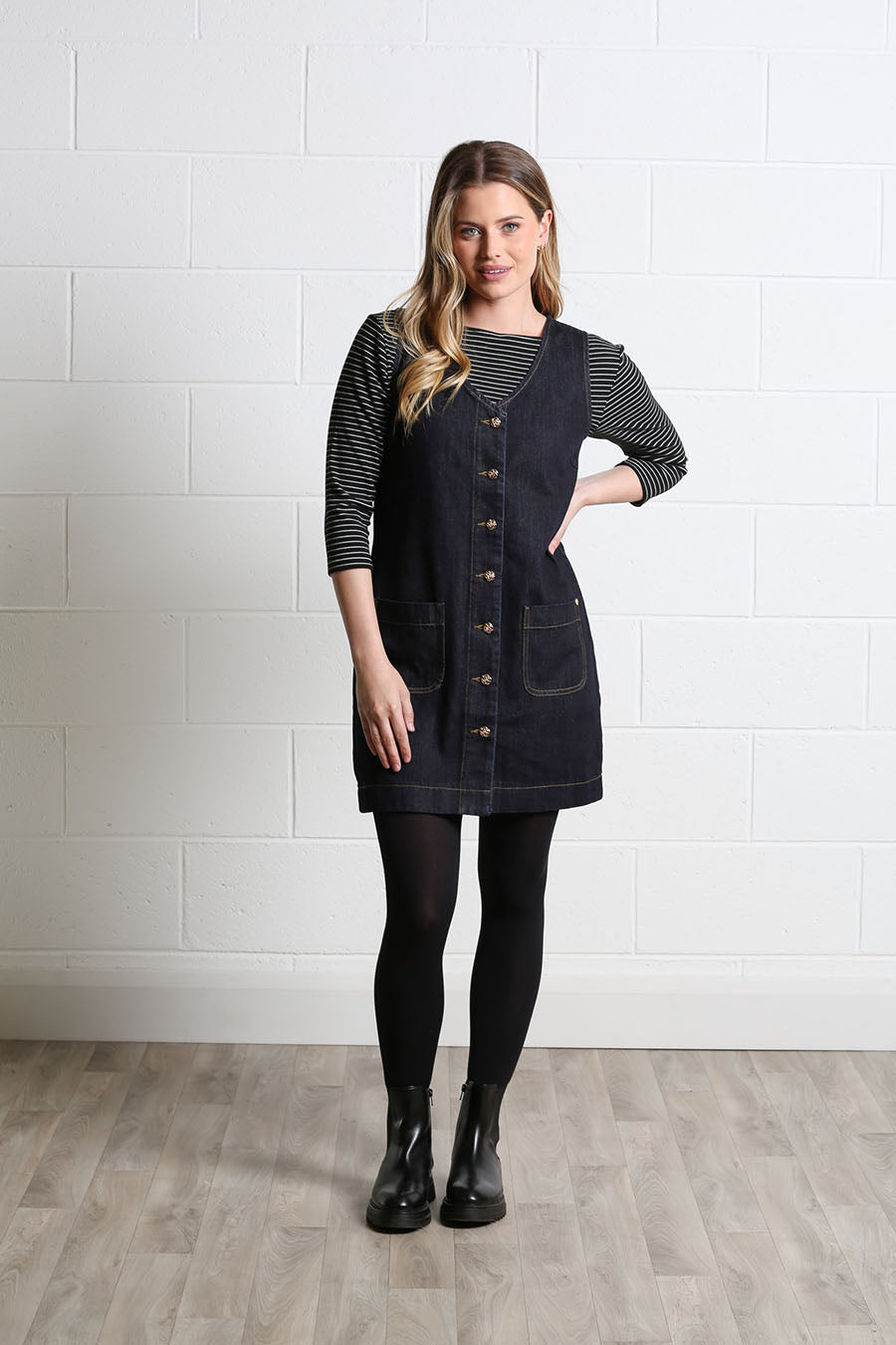 Rant and Rave Helena Denim Dress Dark Indigo