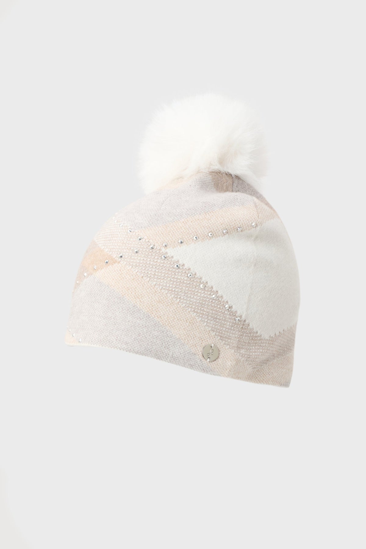 JOSEPH RIBKOFF 263980 Argyle Rhinestone Pompom Hat