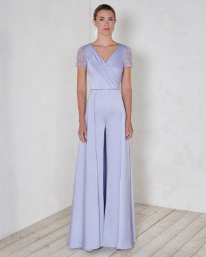 Lilac jumpsuit with diamond sleeves.Mother of the bride and groom/special occasion