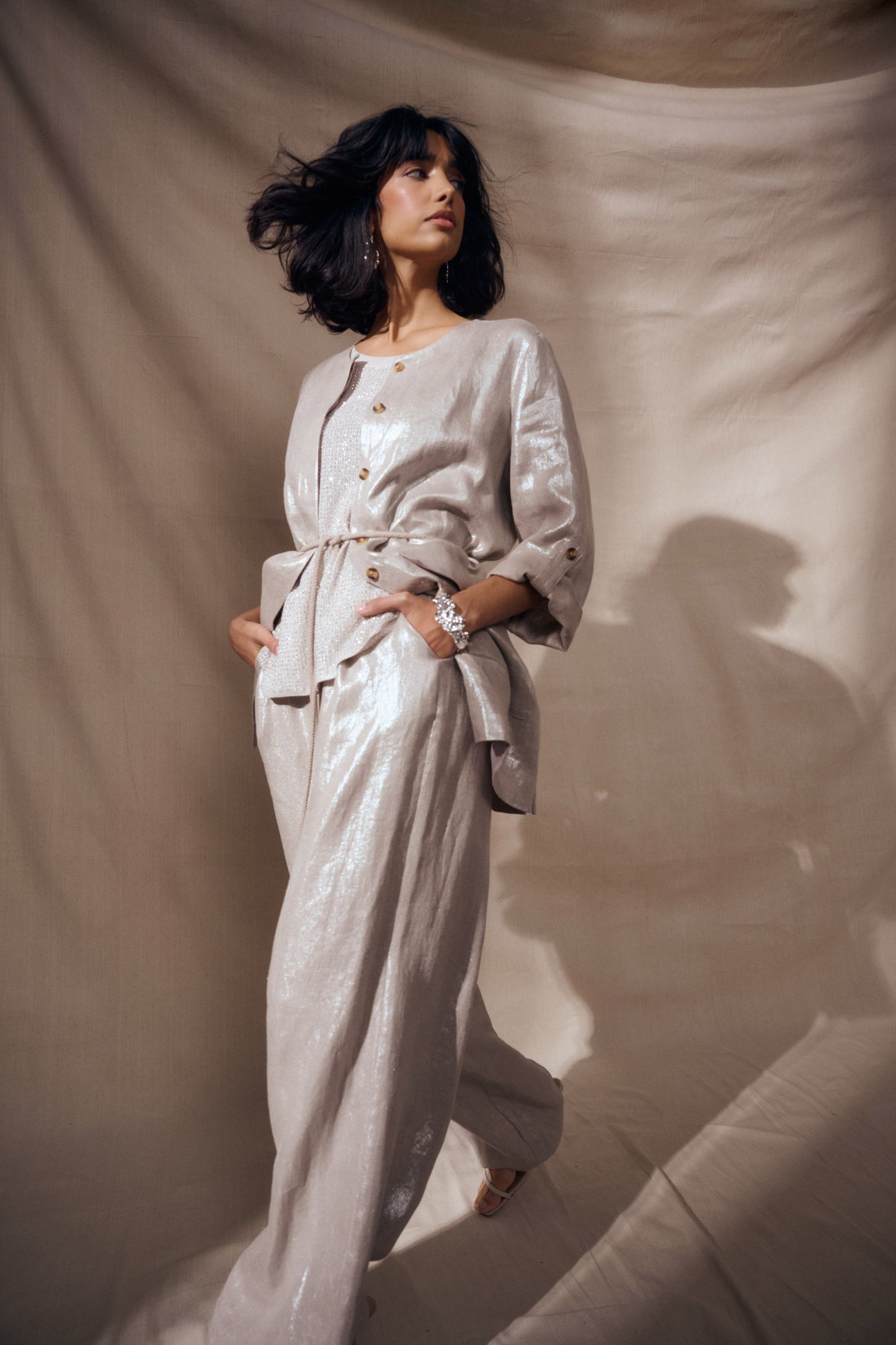 JOSEPH RIBKOFF 262979 Foiled Linen Jacket