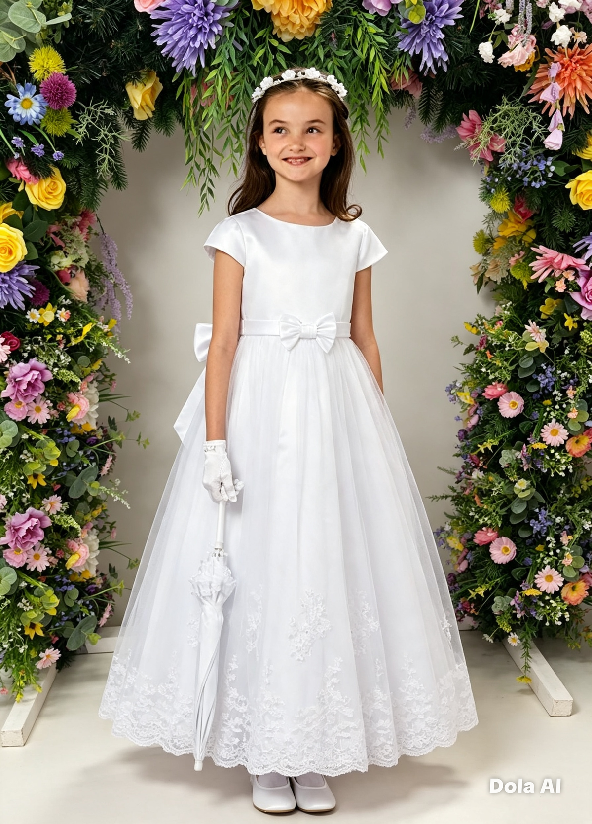 White Embroidered Holy Communion Dress - Kitty P158 by Peridot
