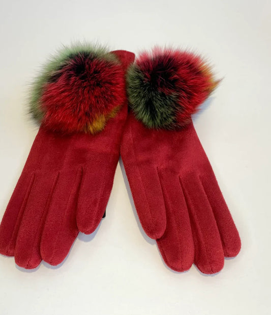 Doctor bear fur ball glove in red