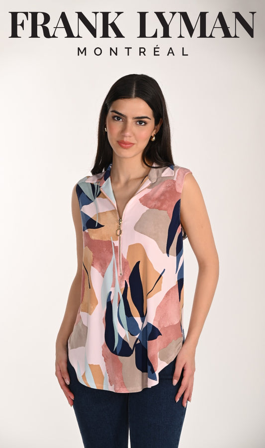Frank Lyman Sleeveless Zip Front Top – Style 266132