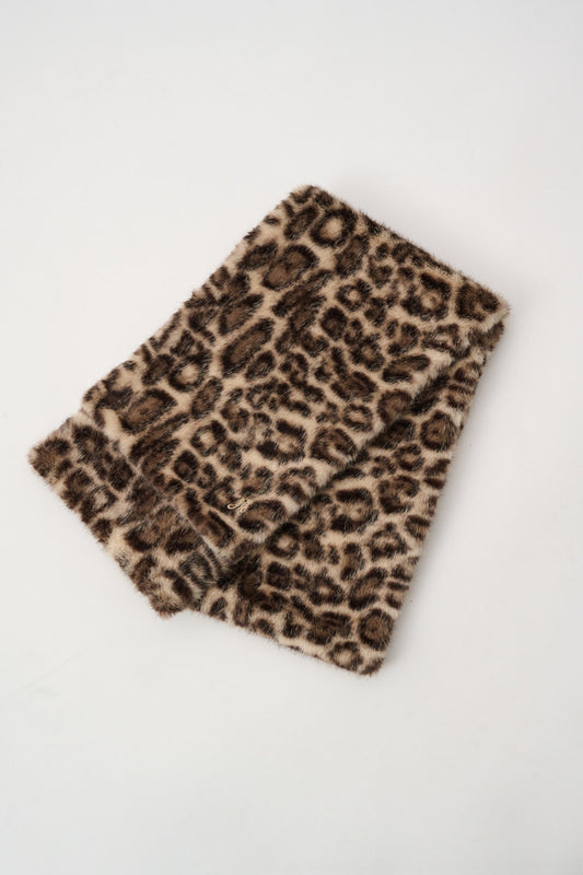 JOSEPH RIBKOFF 263976 Faux Fur Leopard Print Scarf