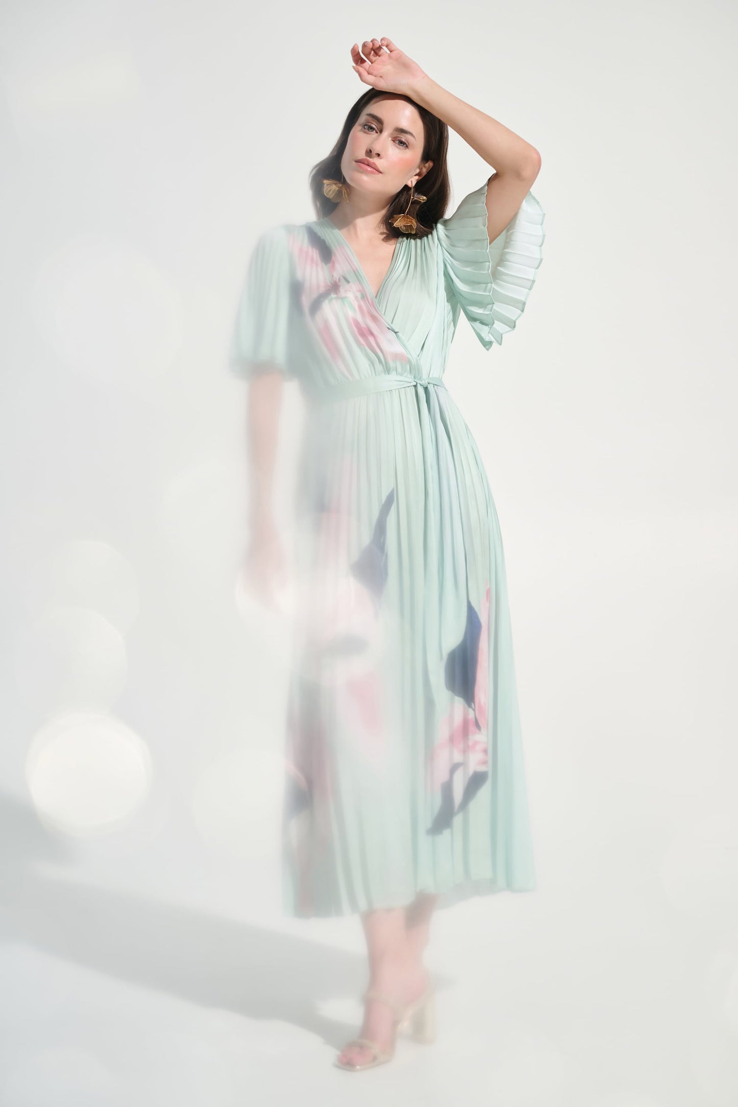 JOSEPH RIBKOFF Signature | Satin Floral Print Fit And Flare Dress 262712