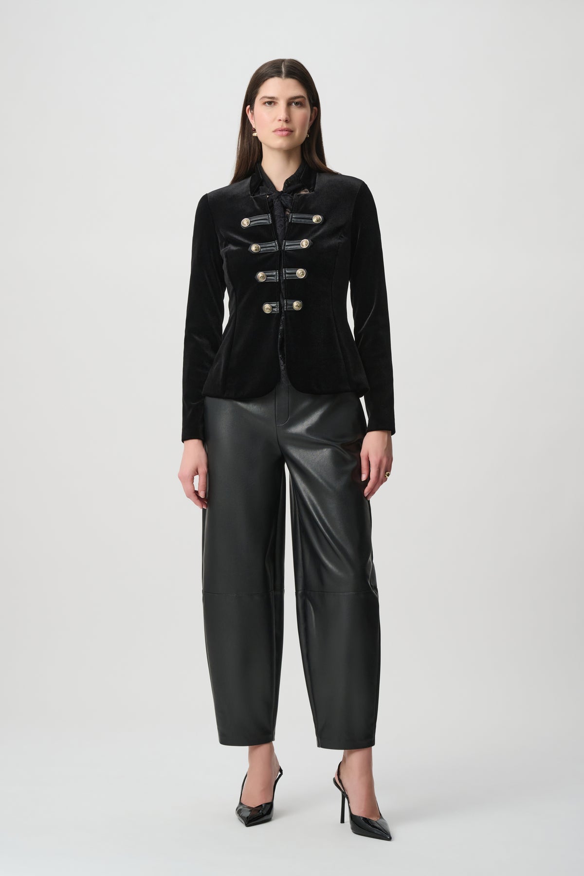 Leatherette Barrel Leg Pants 264217