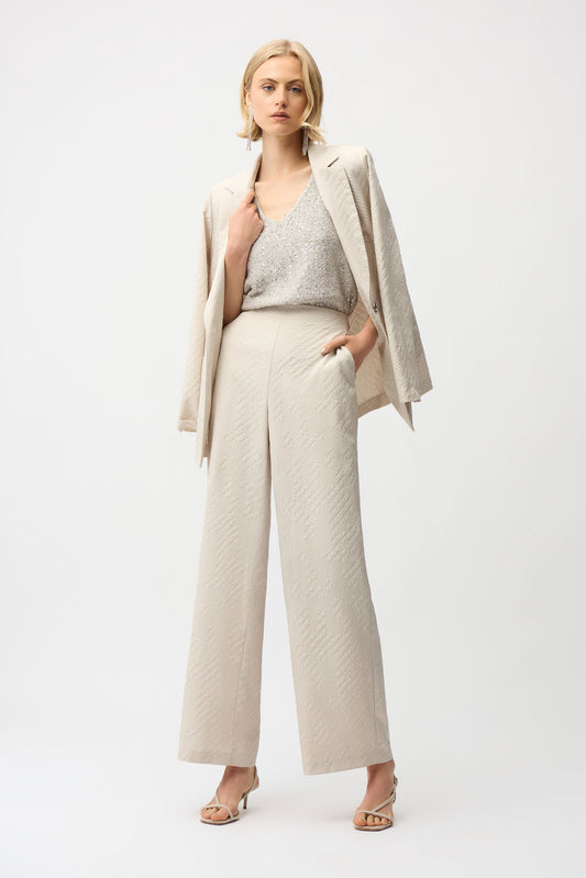 Jacquard Geometrical Texture Wide Leg Pull-On Pants
261056