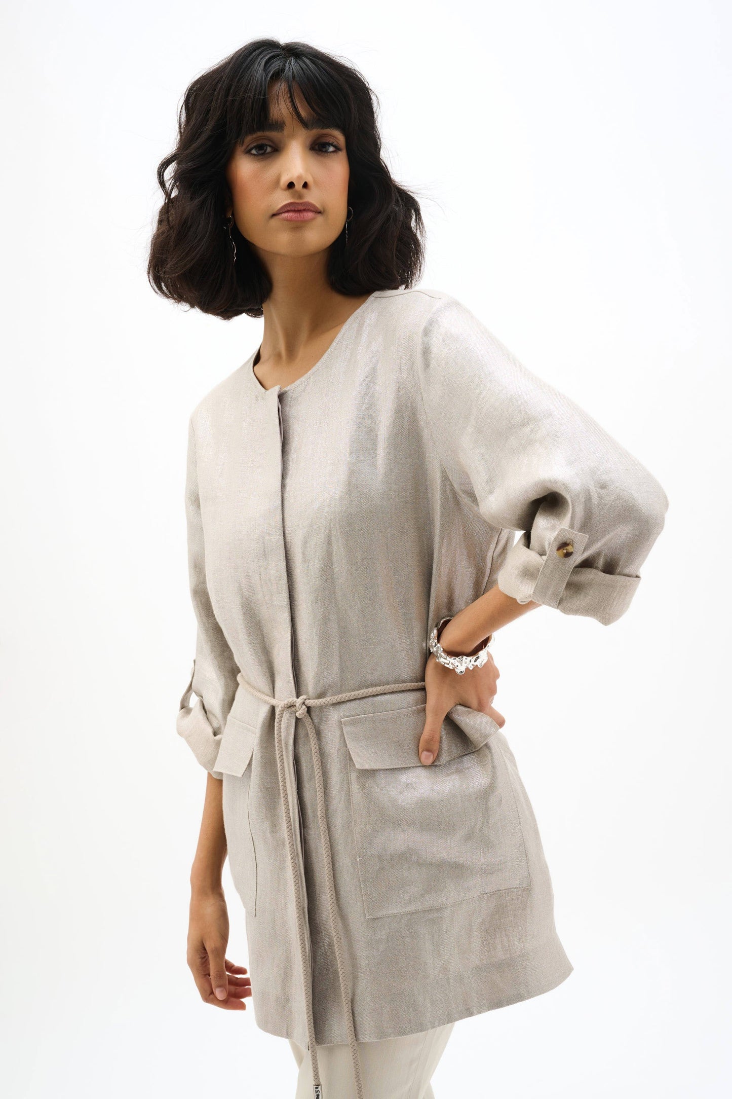 JOSEPH RIBKOFF 262979 Foiled Linen Jacket