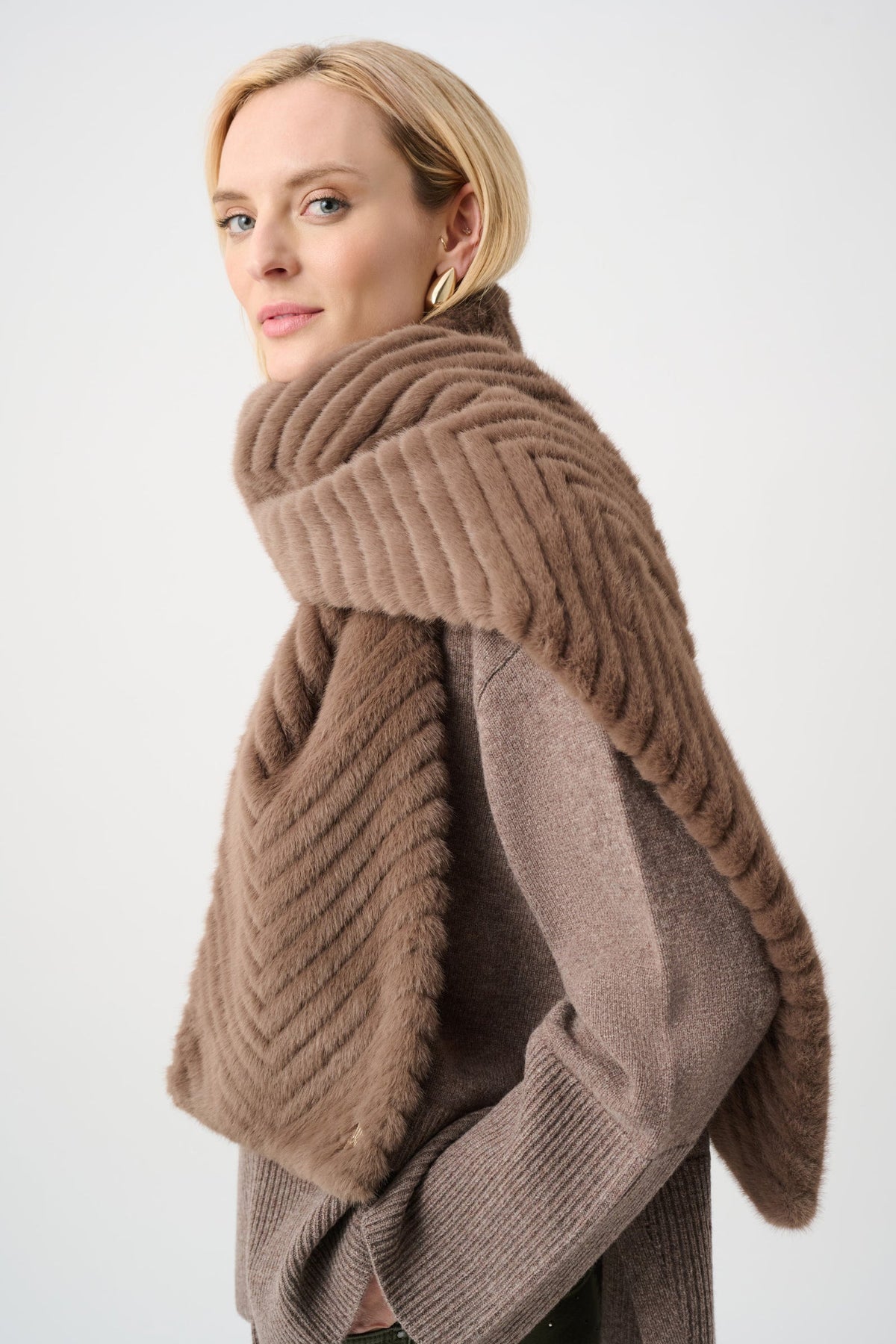 JOSEPH RIBKOFF 263975 Chevron Faux Fur Scarf