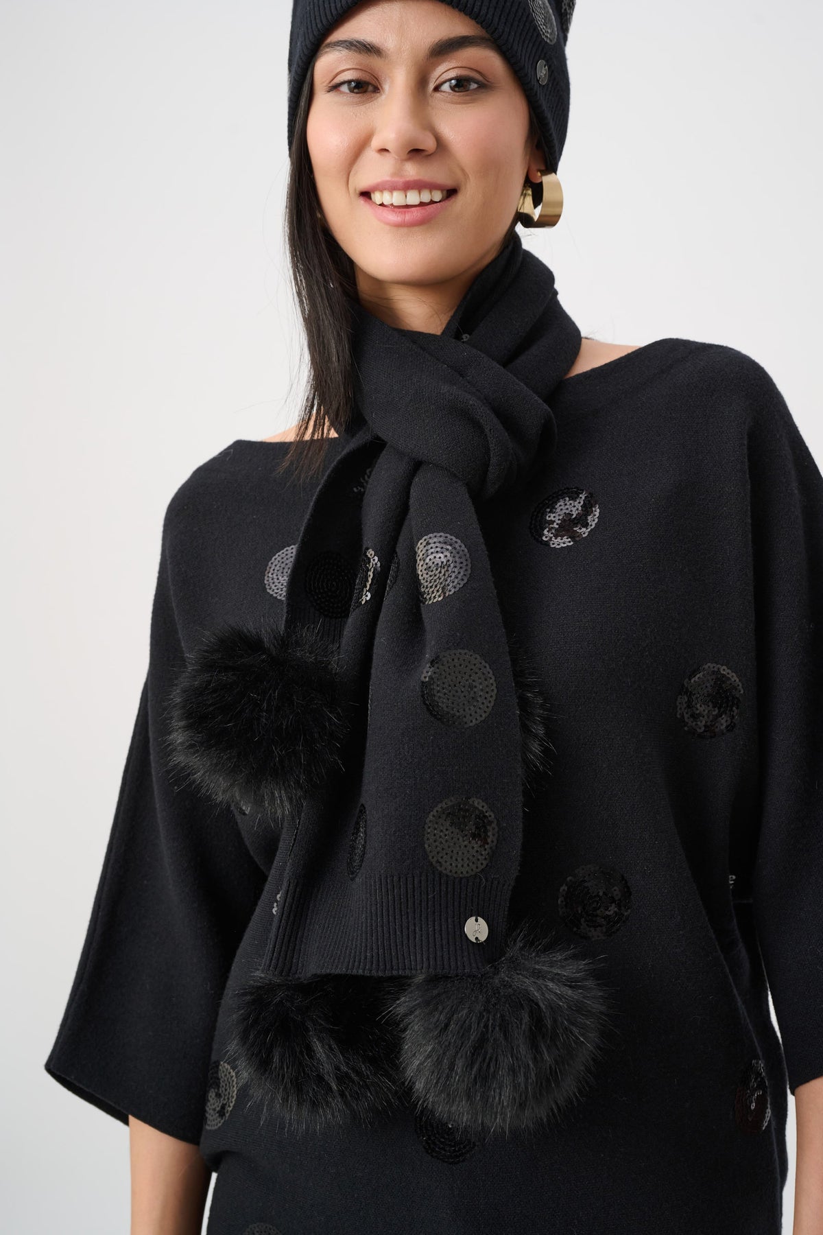JOSEPH RIBKOFF 263983 Polka Dot Sequin Scarf