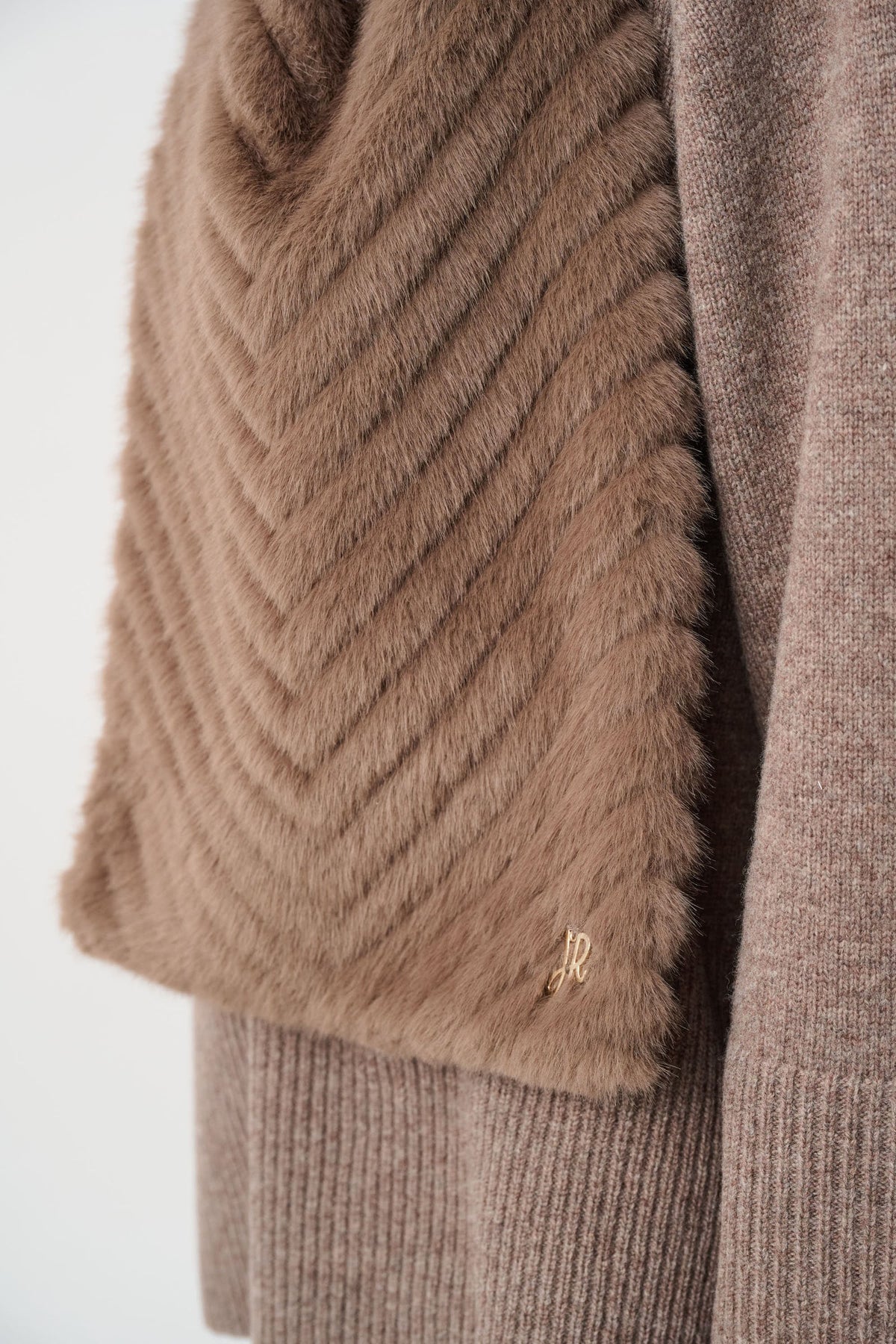 JOSEPH RIBKOFF 263975 Chevron Faux Fur Scarf