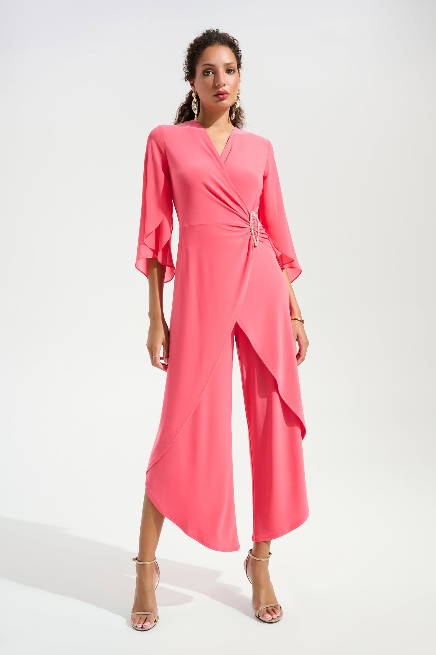 JOSEPH RIBKOFF Signature | Silky Knit Culotte Jumpsuit With Chiffon Sleeves
261783