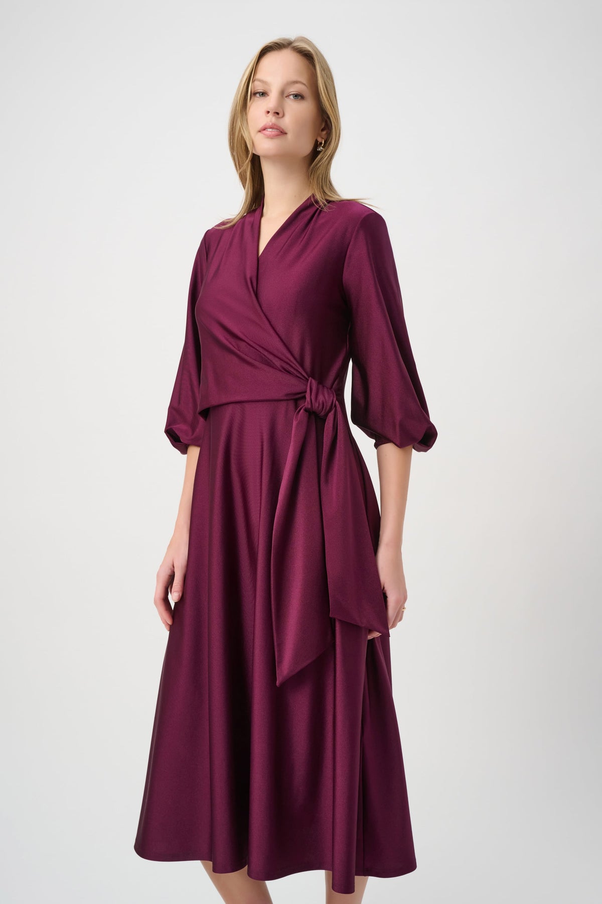 Knit Satin Flowy Wrap Dress
264070