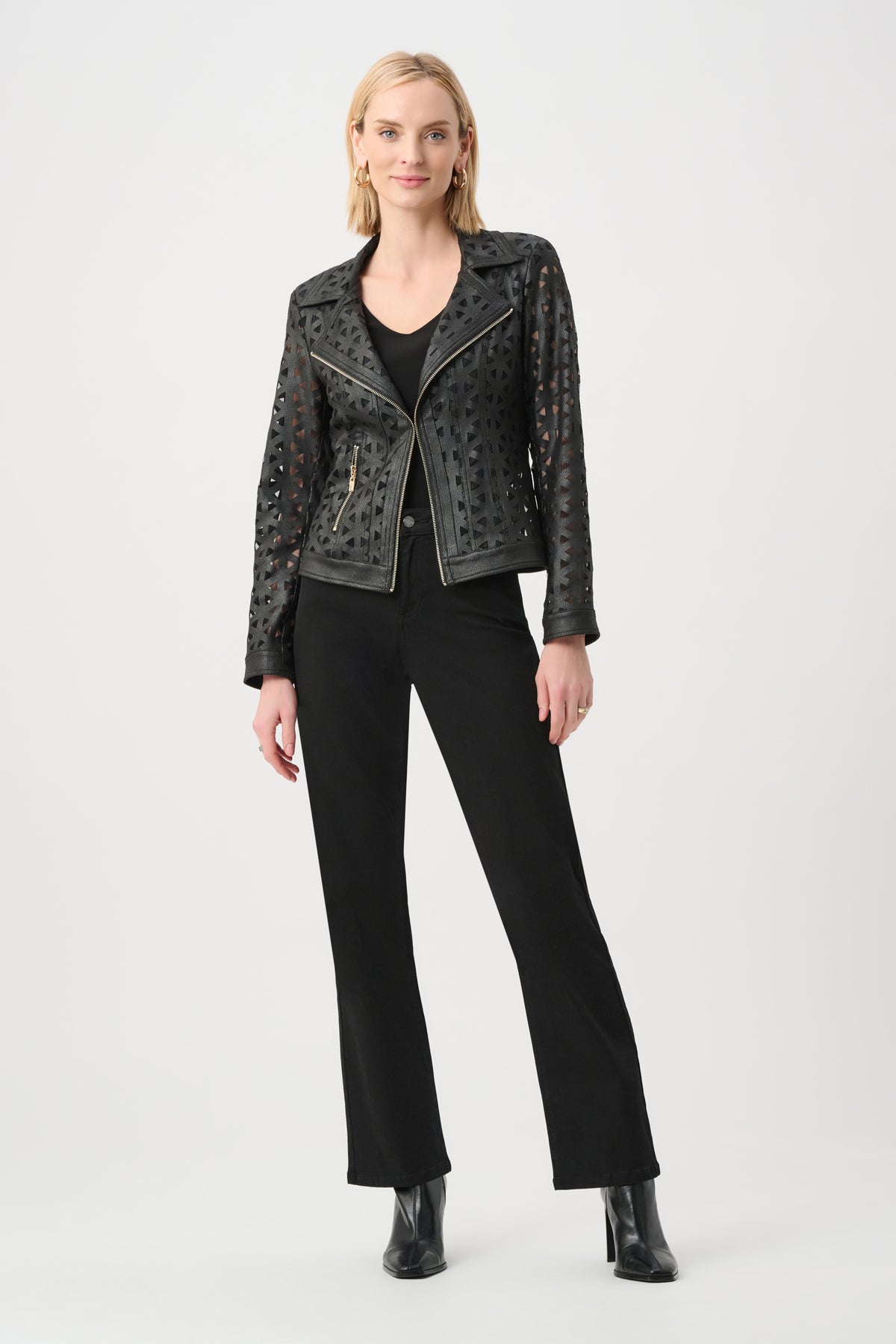 Foiled Faux Suede And Mesh Moto Jacket
263910