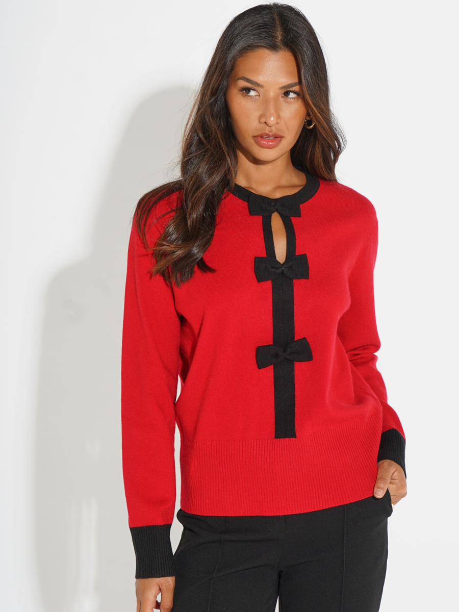 KATE & PIPPA ASPEN BOW KNIT IN RED