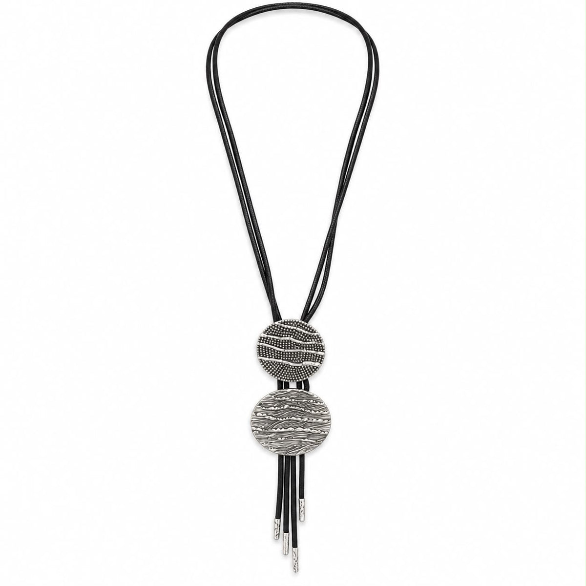 Miss crystal 26842 *Long black/silver double disc necklace