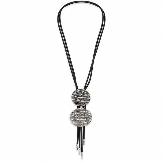 Miss crystal 26842 *Long black/silver double disc necklace