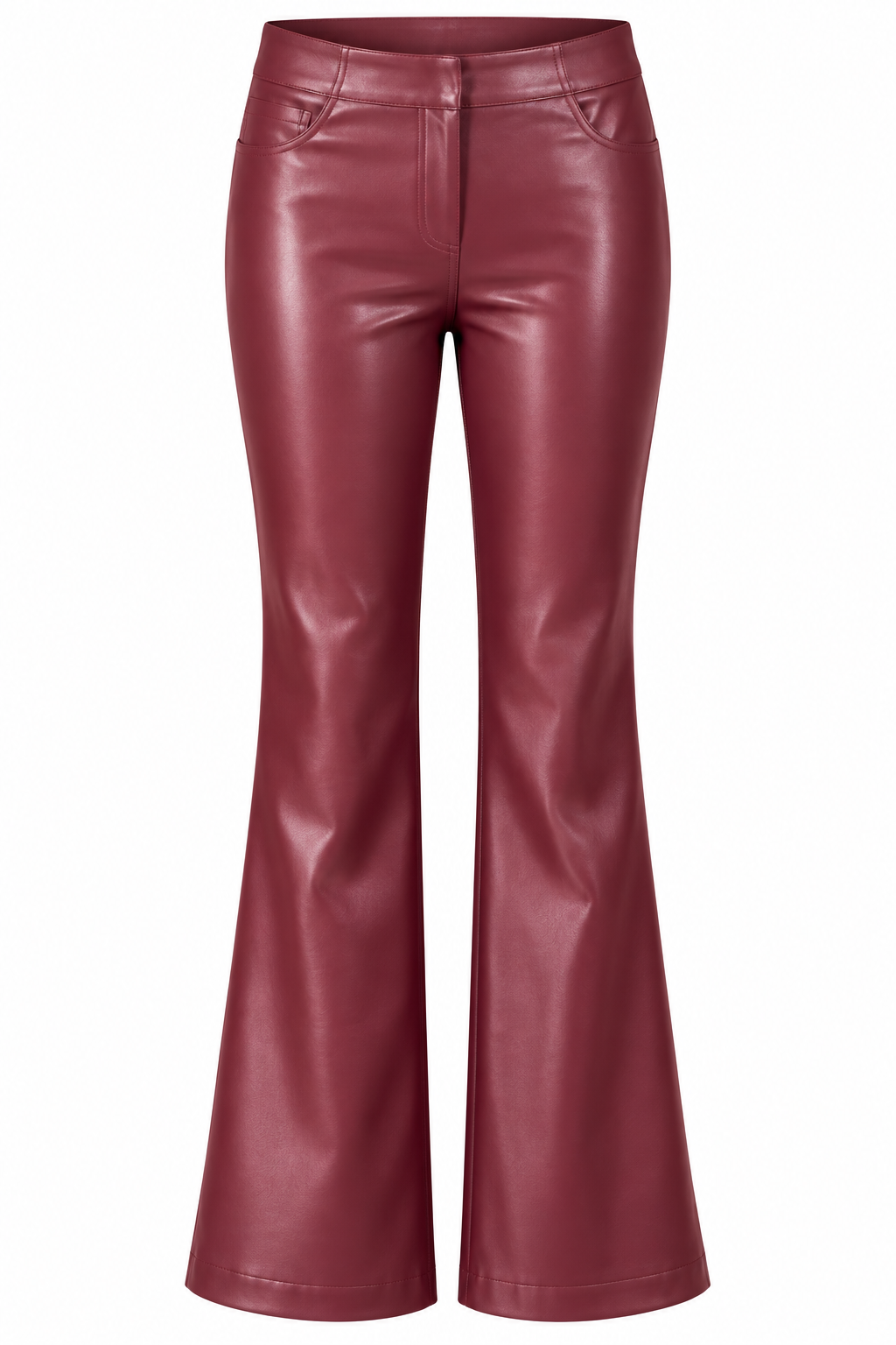 Robell EFI Faux Leather Flared Trousers – Wine
