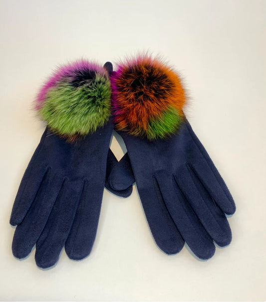 Doctor Bear fur ball glove in navy