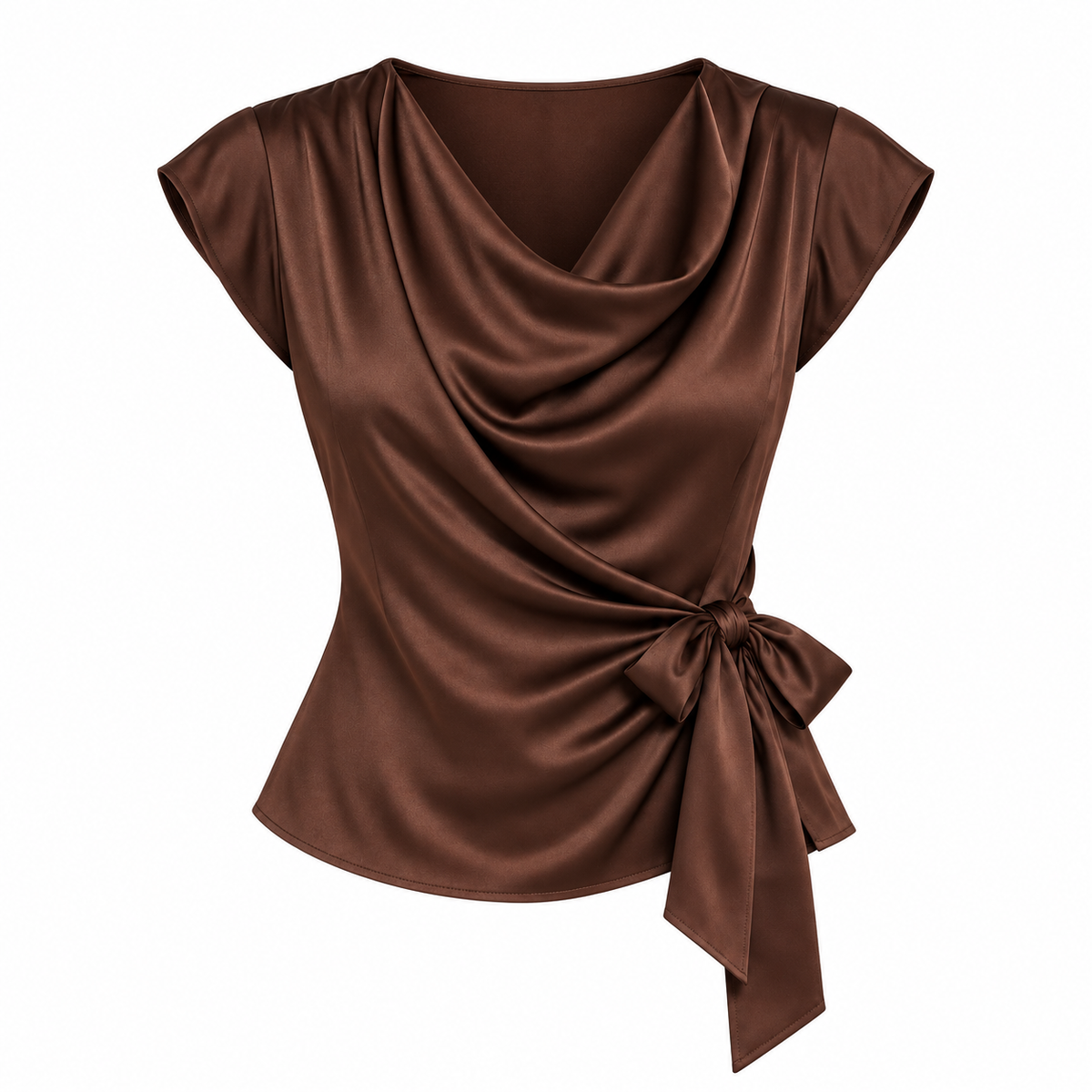 Kyla Chocolate Satin Side-Tie Top