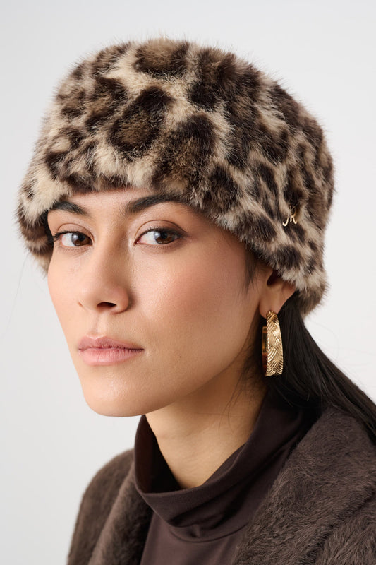 JOSEPH RIBKOFF 263978 Faux Fur Leopard Print Headband