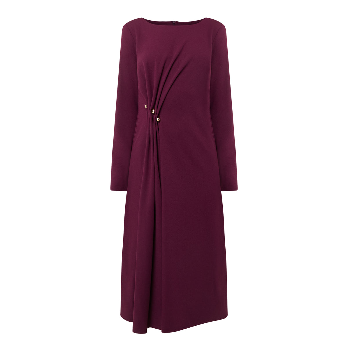 JOSEPH RIBKOFF Gathered Hardware-Detail Dress in berry