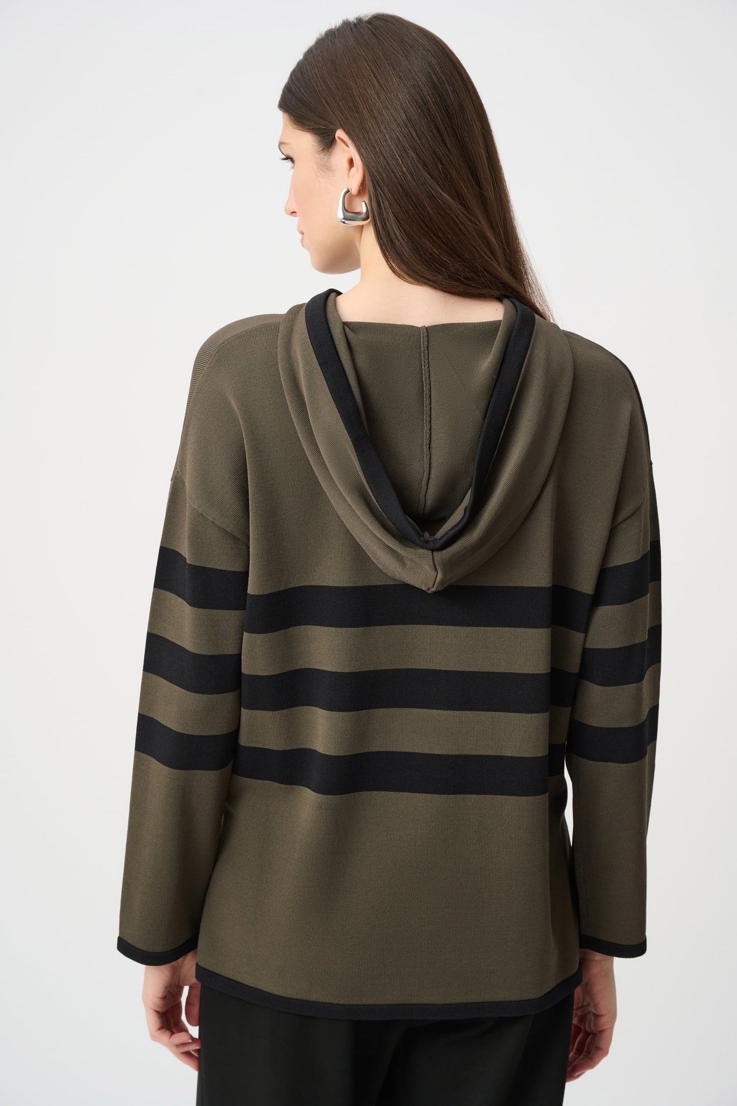 JOSEPH RIBKOFF Sweater Knit Striped Hooded Sweater 263626