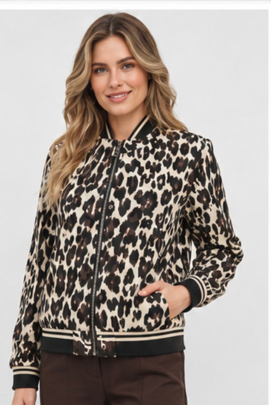 264 Lisanne Leopard Print Bomber Jacket