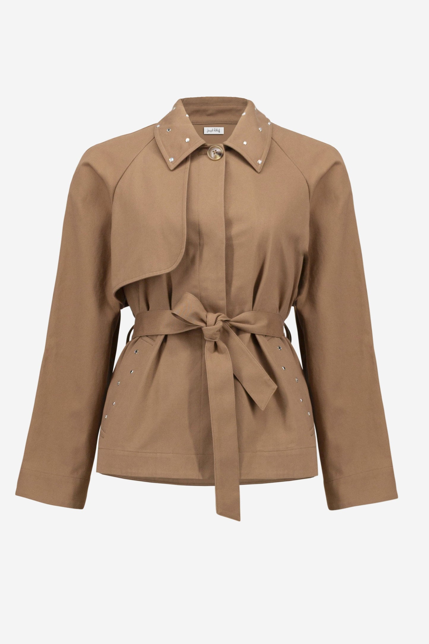 Cotton Twill Short Trench with Belt and Rhinestones Detail
261907