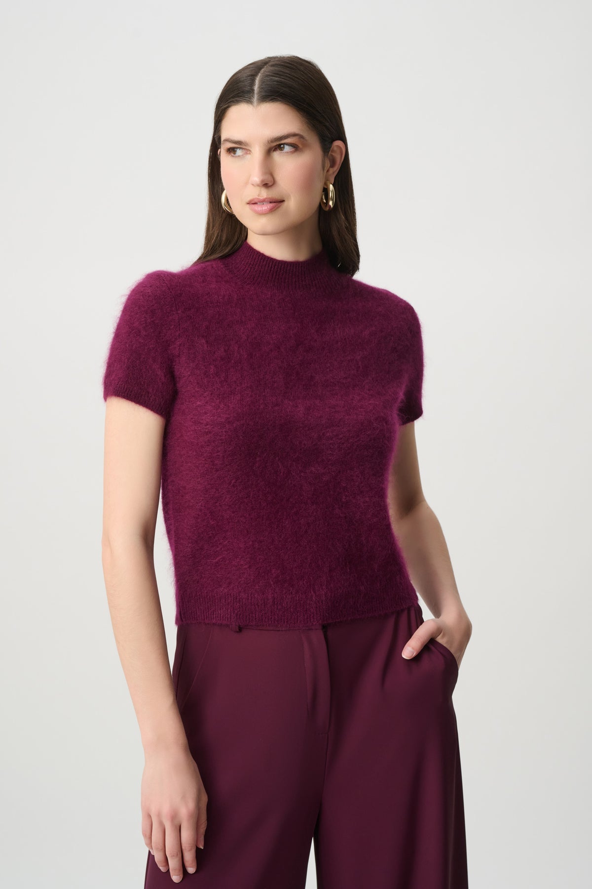 Brushed Wool Short Sleeve Sweater 264966