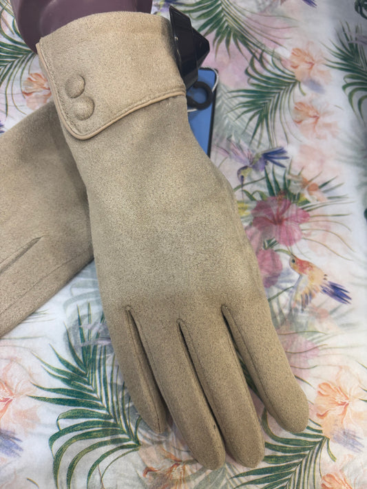 Doctor Bear plain button glove in beige